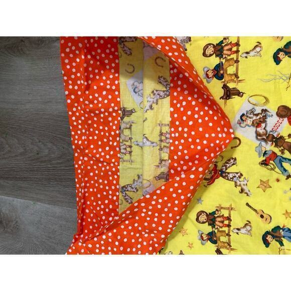 Vintage Western Rodeo Cowboy Yellow Cotton Pillowcase Kids 80s 90s - Picture 8 of 8